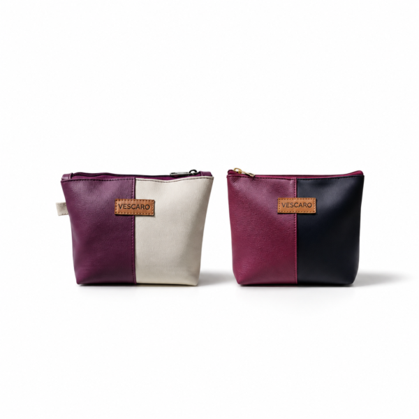 VESCARO Makeup Bag Maroon/Cream and Maroon/Black combo