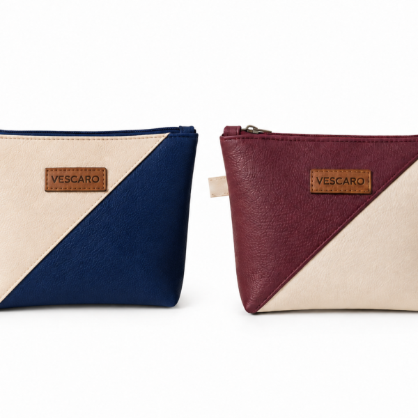 VESCARO Cosmetic Pouch (Beige, Blue, Maroon)