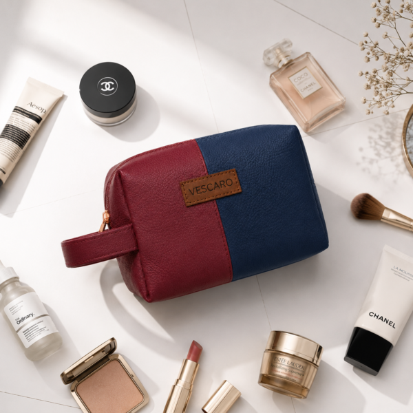 VESCARO Cosmetic Pouch (Blue, Maroon)
