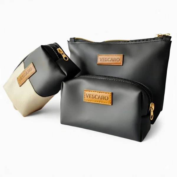VESCARO Dual Color Beige Cosmetic Bag (Pack of 3)