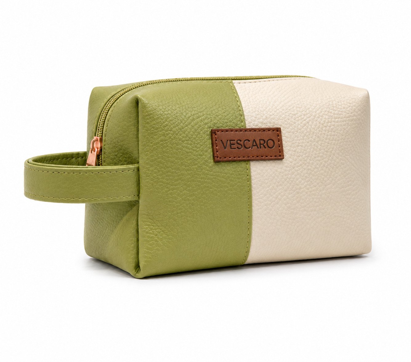 VESCARO Makeup Bag | Cosmetic Pouch(Beige, Green) - Image 2