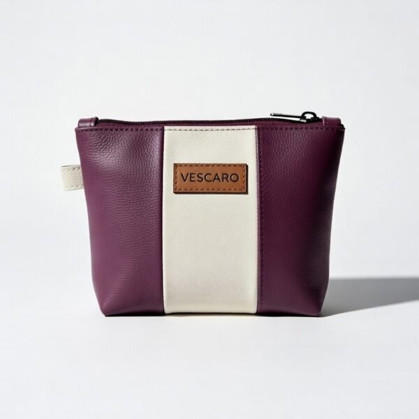 VESCARO Desinger-Triple-tone-maroon-beige Cosmetic Bag