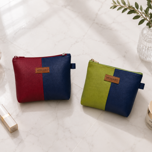 VESCARO Cosmetic Pouch (Maroon, Blue, Green)