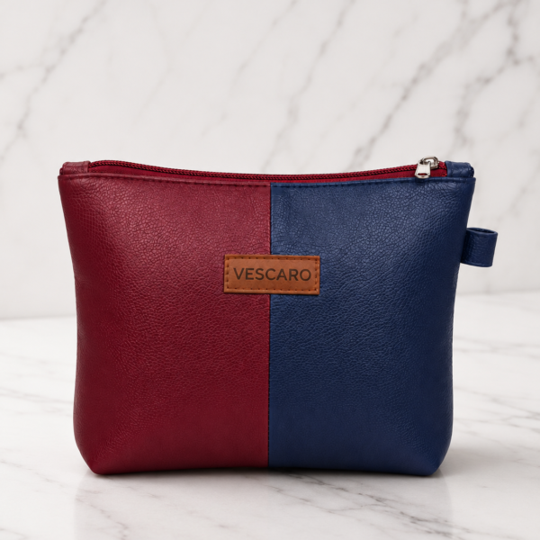 VESCARO Maroon Blue dual tone Cosmetic Travel Pouch Cosmetic Bag