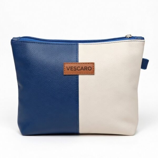 VESCARO Makeup Bag, Multipurpose, Navy Blue and Beige Dual tone
