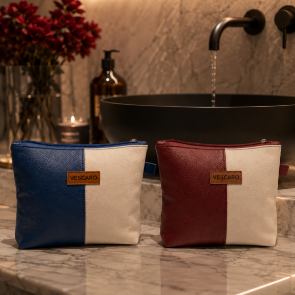VESCARO Cosmetic Makeup Bag combo of 2( Navy Blue, Maroon, Beige)