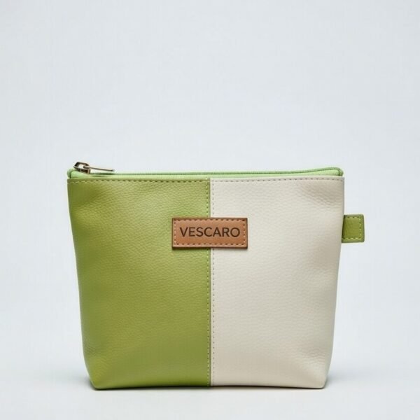 VESCARO Cosmetic Pouch (Green/beige dual tone)Medium size