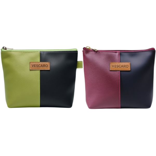 VESCARO Olive Maroon Black Designer Bag Cosmetic Bag (Pack of 2)