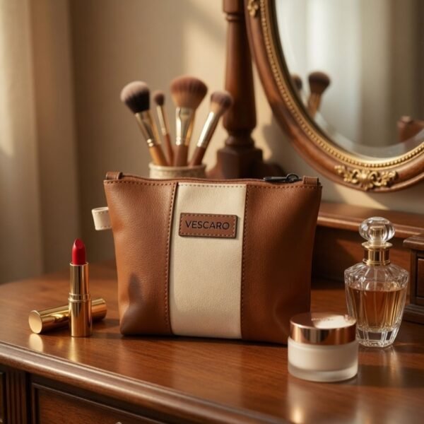 VESCARO Cosmetic Pouch (Tan, Beige)